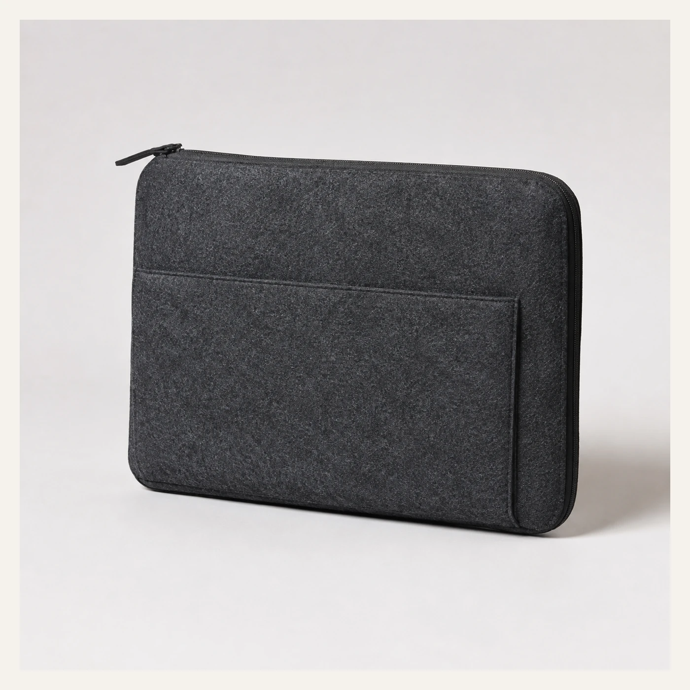 Dark Gray Felt Laptop Sleeve with Front Pocket