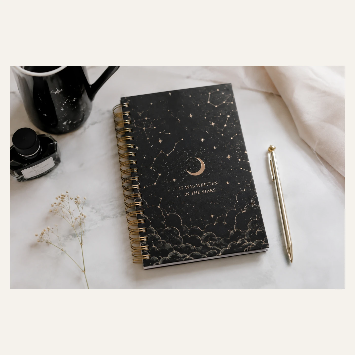 Black Celestial Spiral Notebook