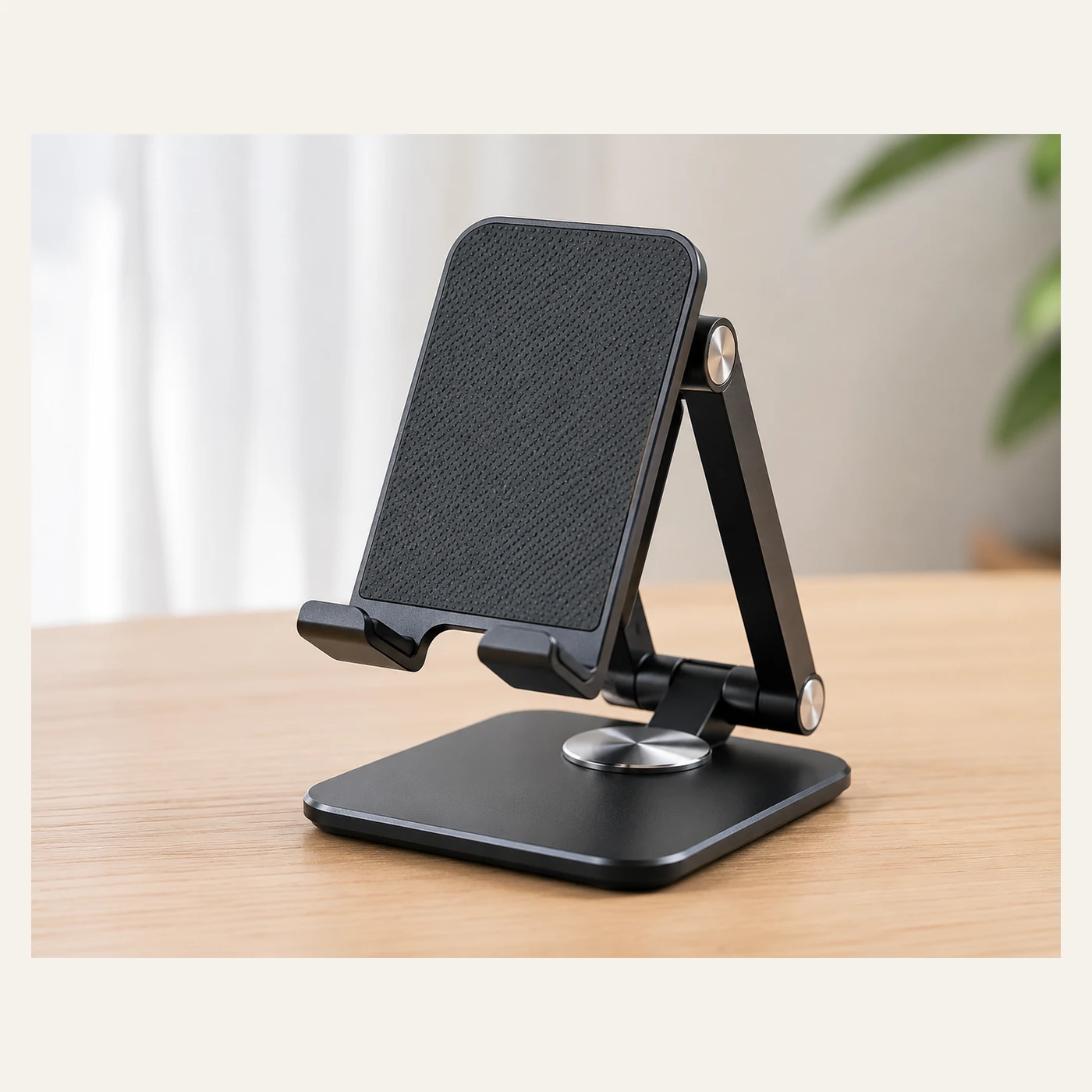 Black Foldable Textured Phone Stand