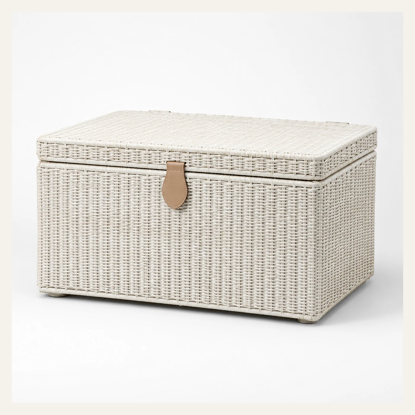 White Woven Lidded Storage Chest