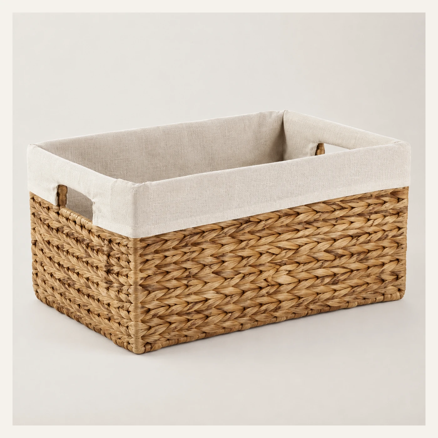 Natural Woven Basket with Fabric Liner